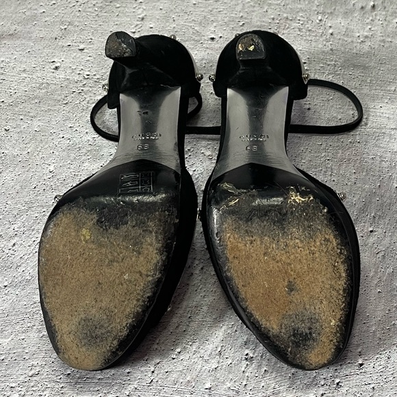 Gucci Mirror Metal Embossed Ankle Strap Heels (6B) - Picture 7 of 9